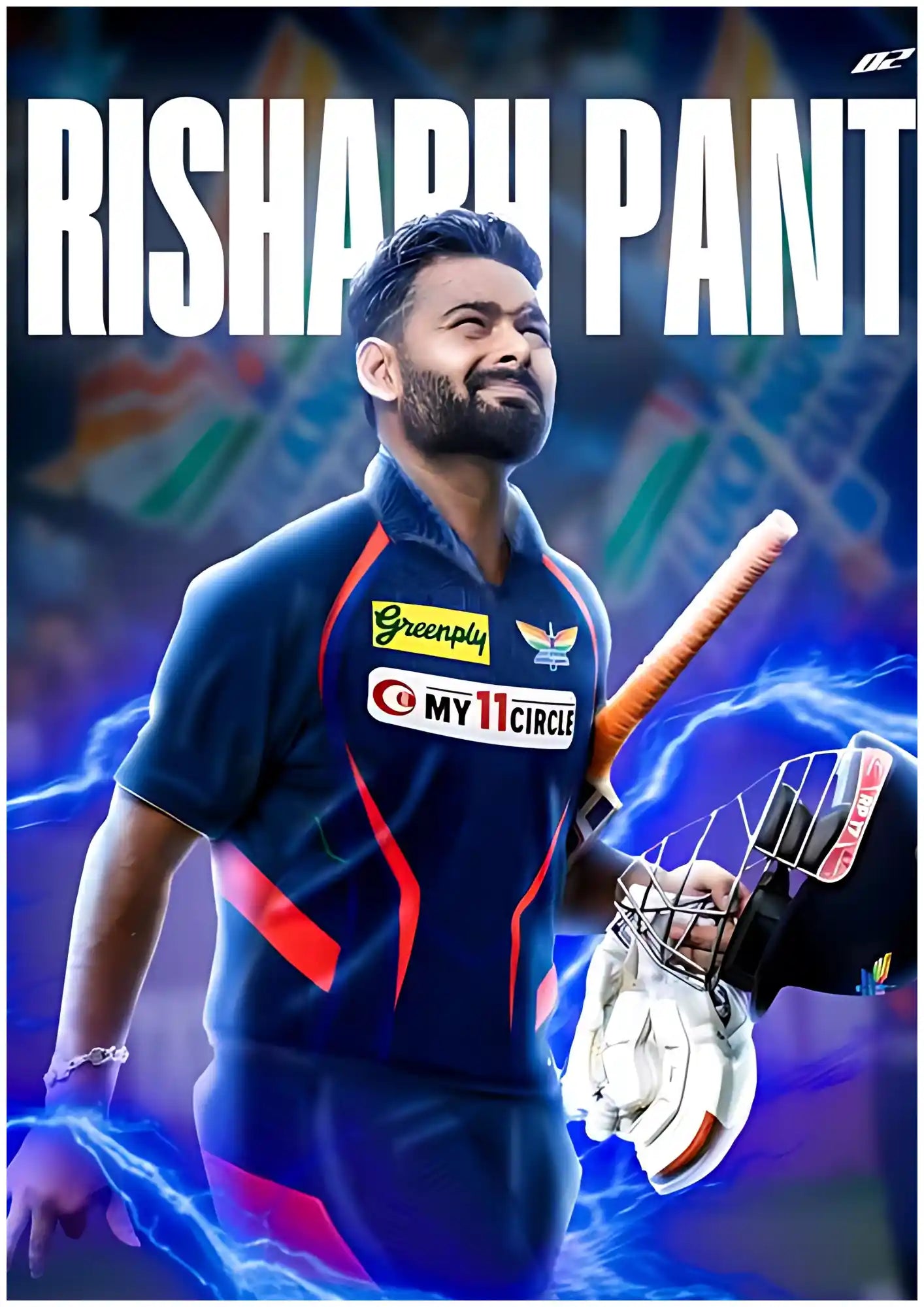 Rishabh Pant Cricket Action Poster - IPL