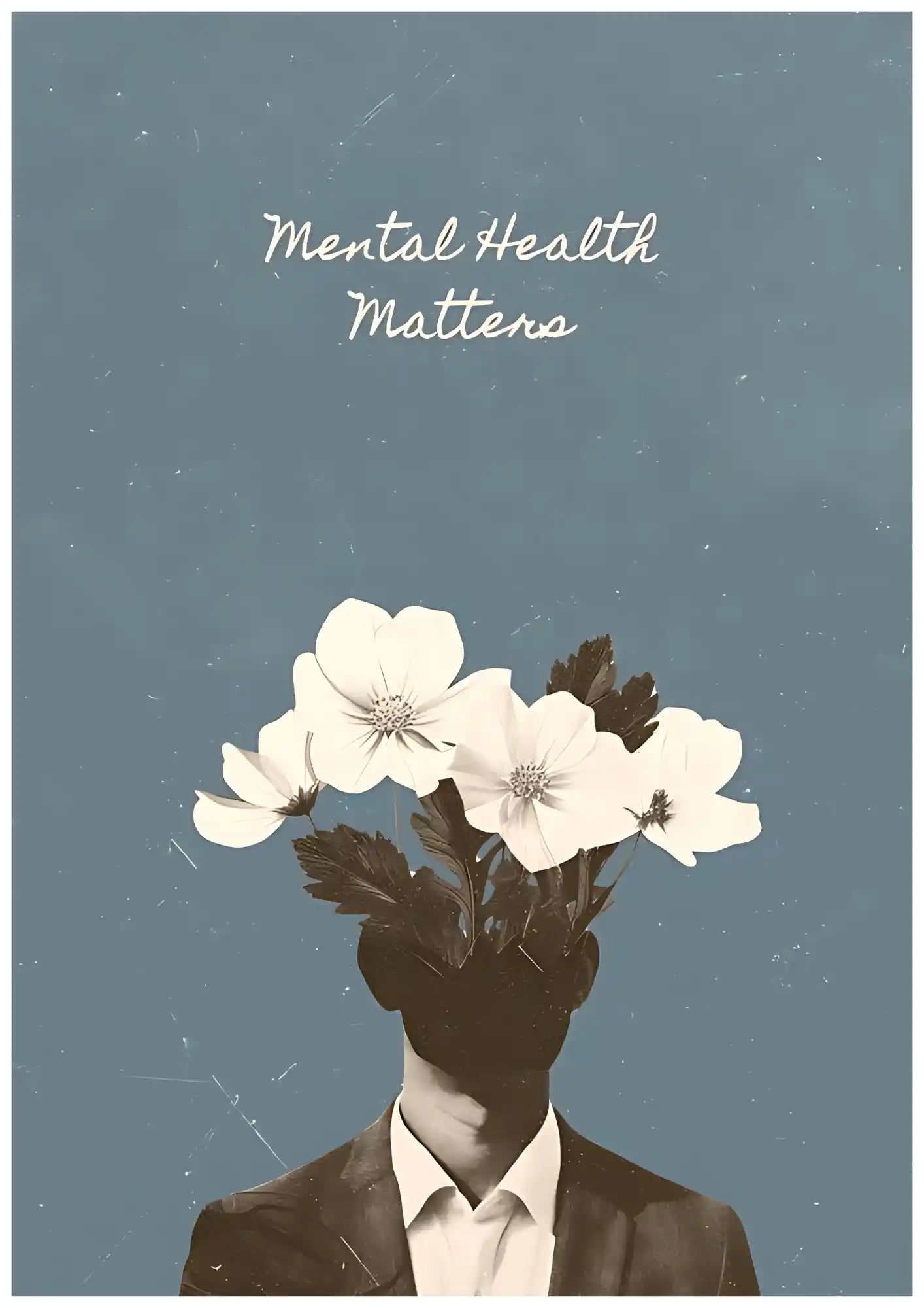 Minimalist White Flowers Aesthetic Poster