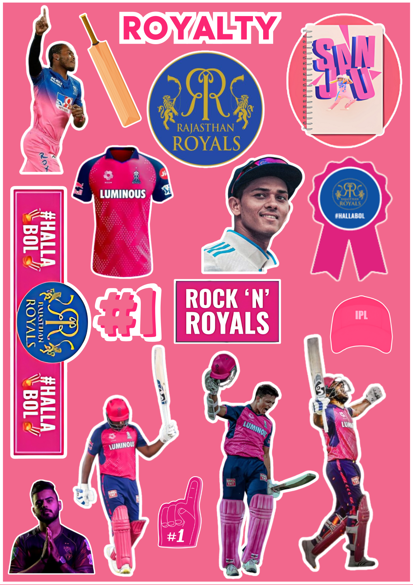 Royals Reign: Rajasthan Royals IPL Sticker Pack (15 Pcs)