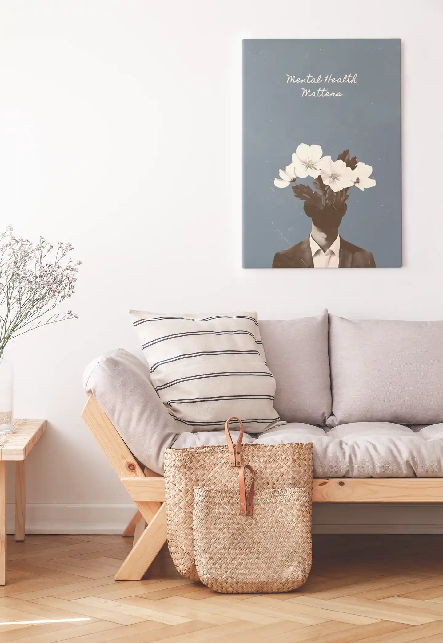 Minimalist White Flowers Aesthetic Poster