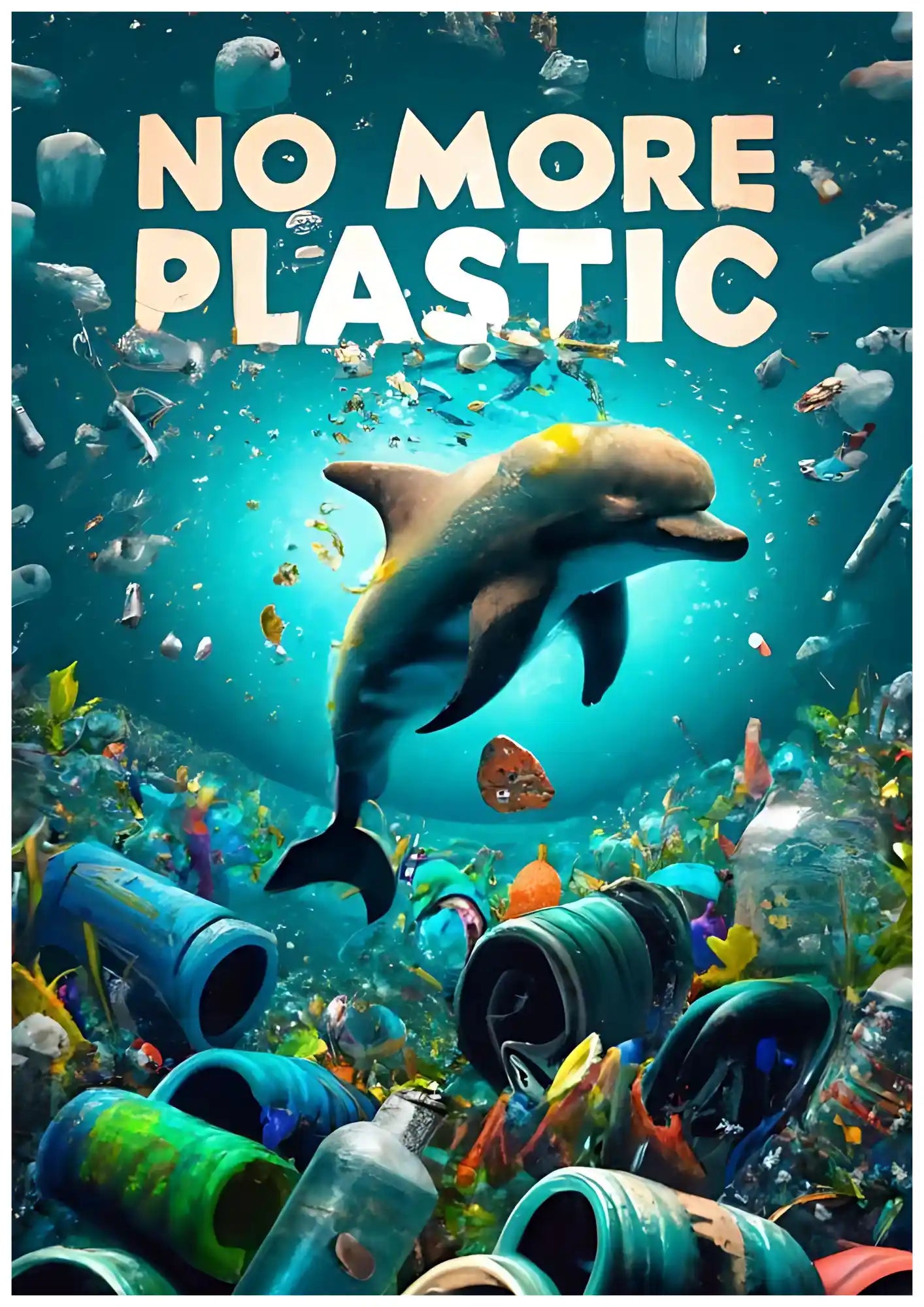 No More Plastic, Save Marine Life Poster