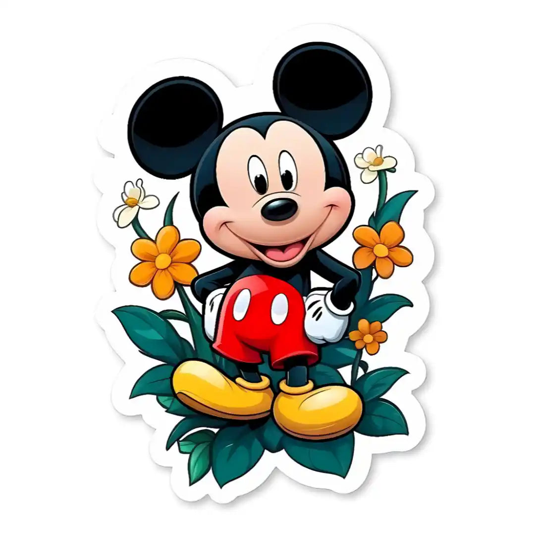 Cheerful Mickey with Flowers