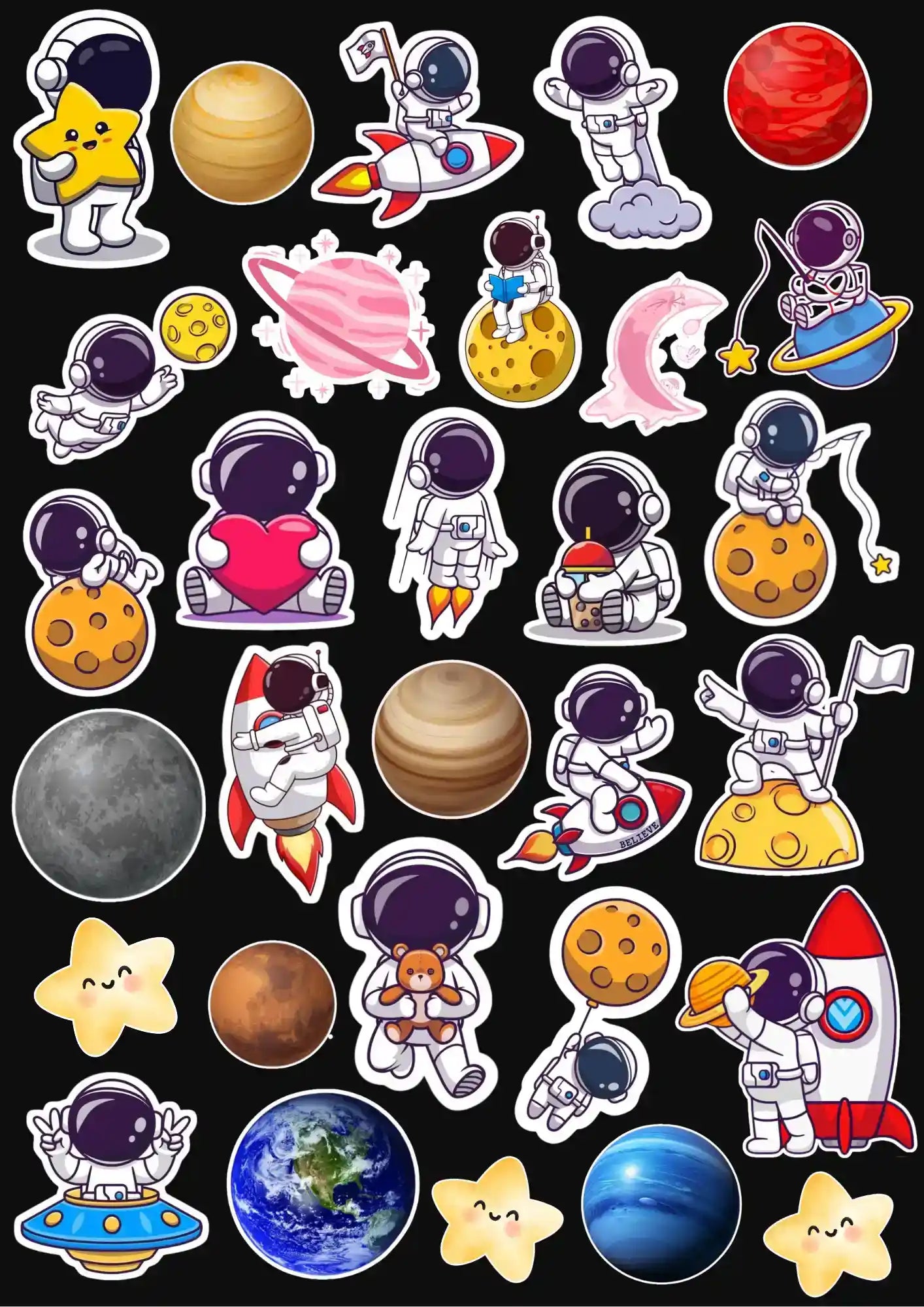 Adventurous Space Explorers with Cute Planets Collection Pack (26 Pcs)
