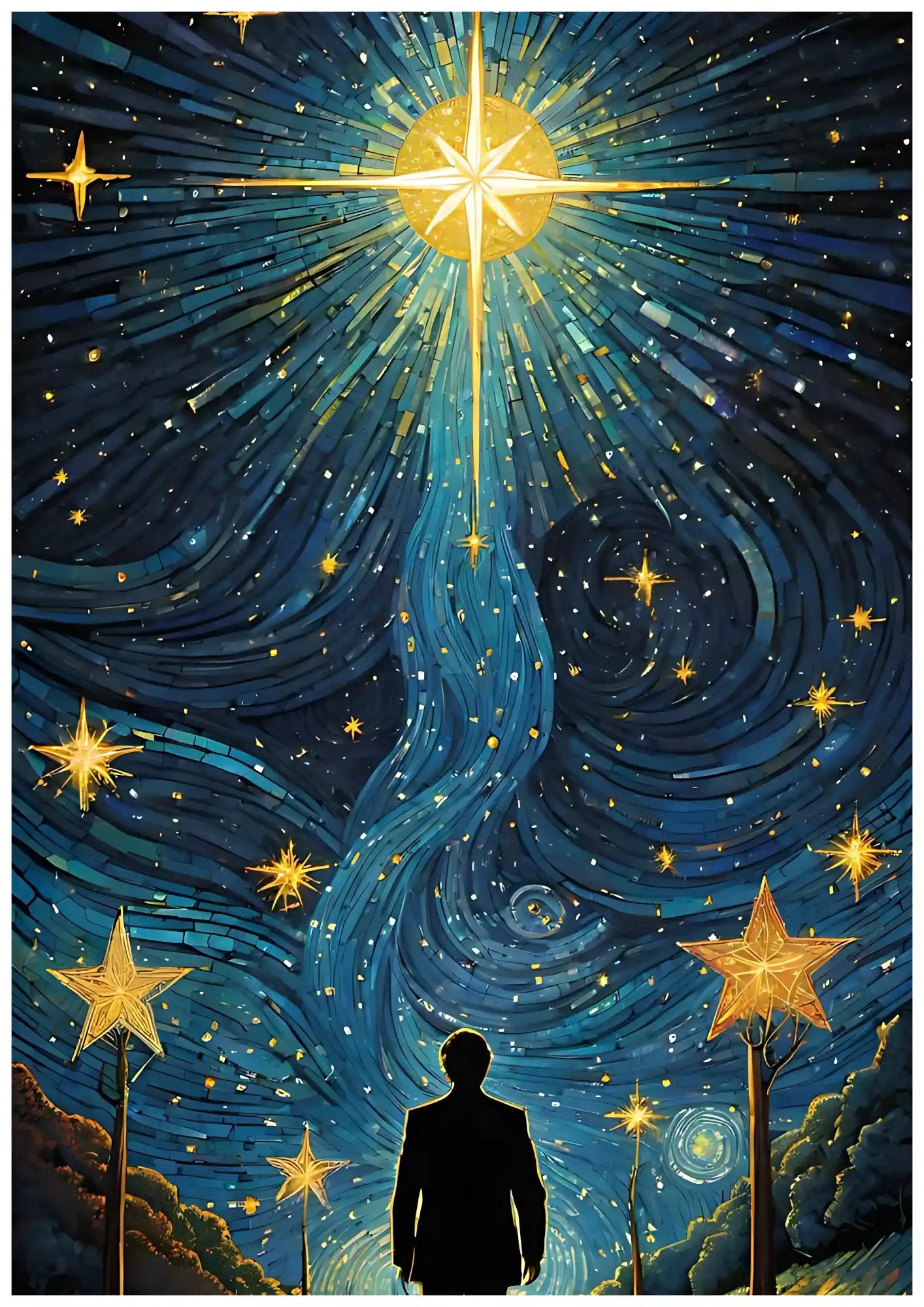 Meditative Starry Night Sky Art Poster