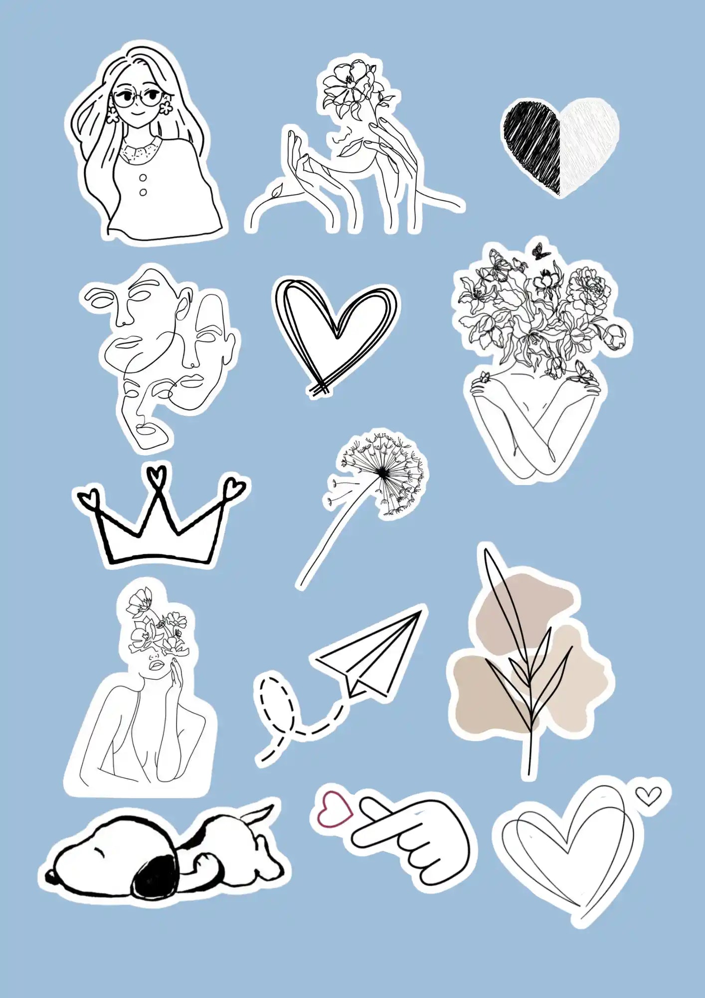 Elegant Ice Cream and Hearts Aesthetic Pack (14 Pcs)