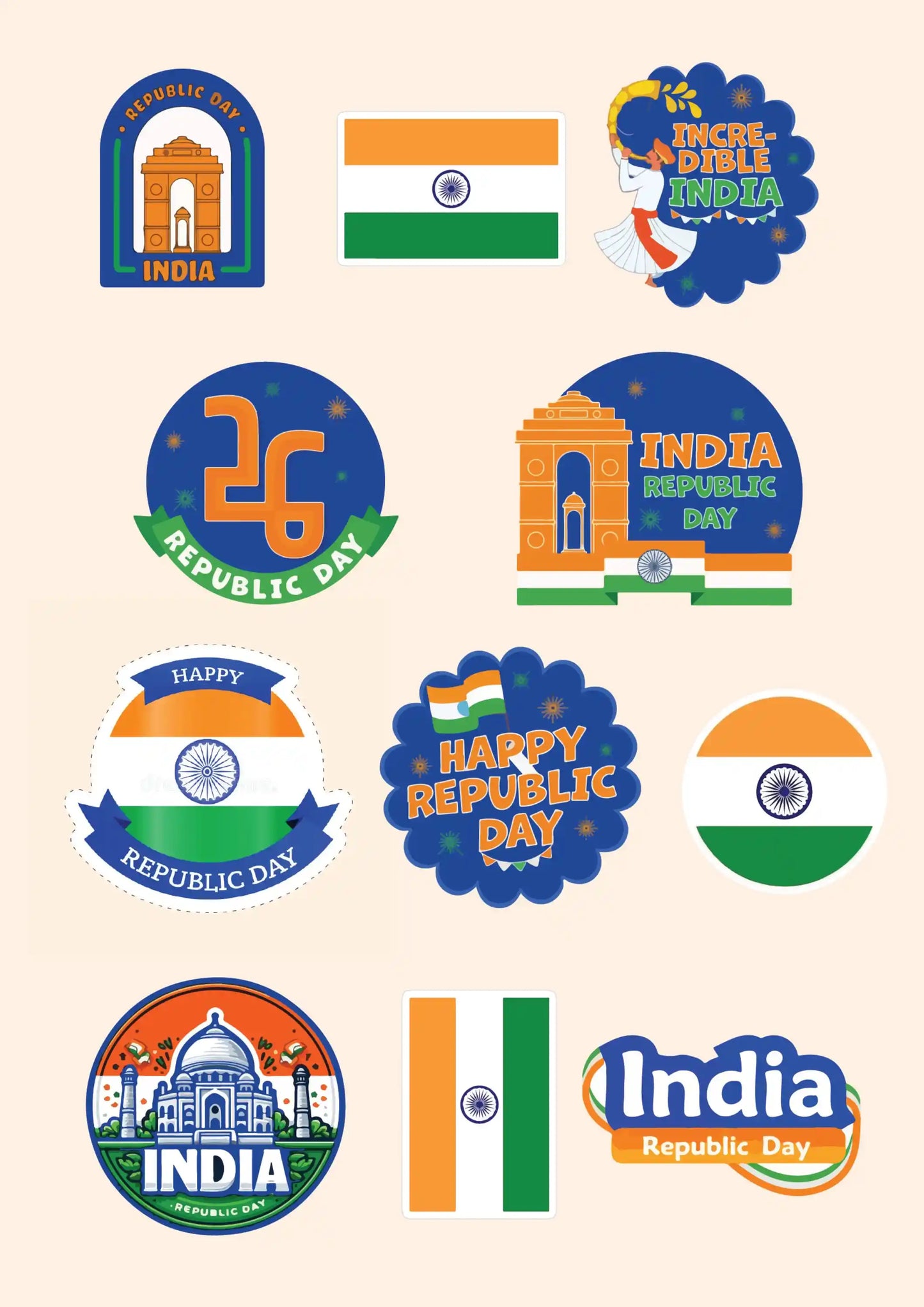 Republic Lover of India | STICKER PACK (11 Pcs)
