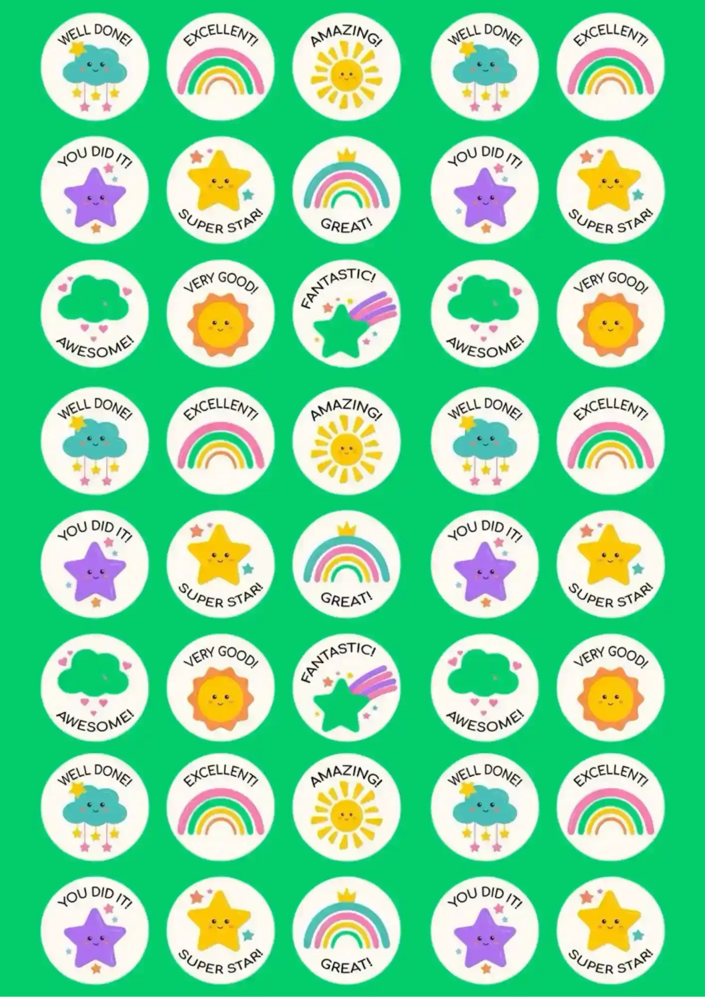 Motivational Rewards and Colorful Happy Vibes Circle Pack (40 Pcs)