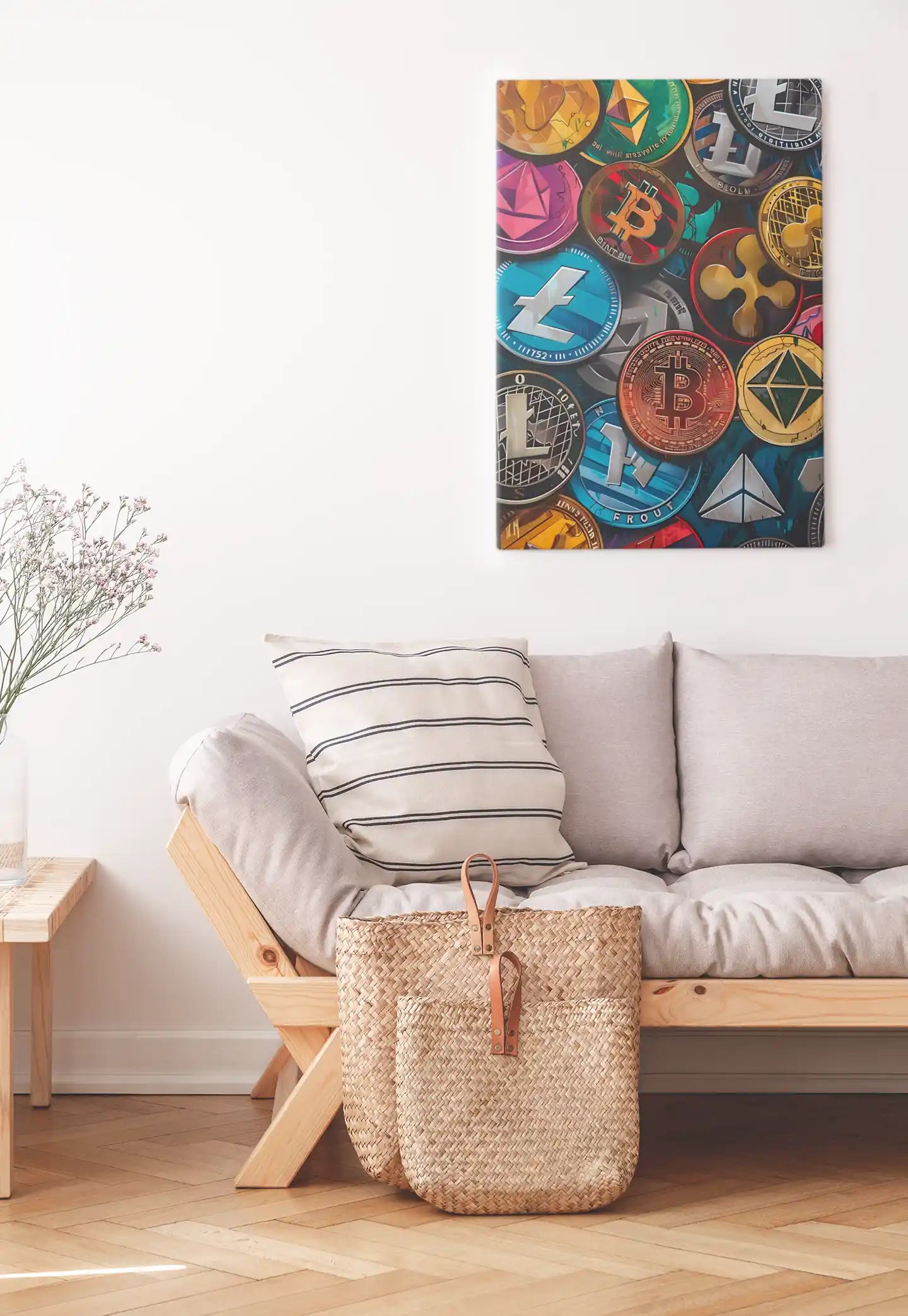 Colorful Artistic Coin Collection Decorative Poster