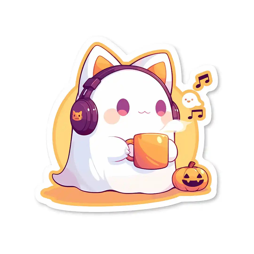 Playful Cat with Headphones