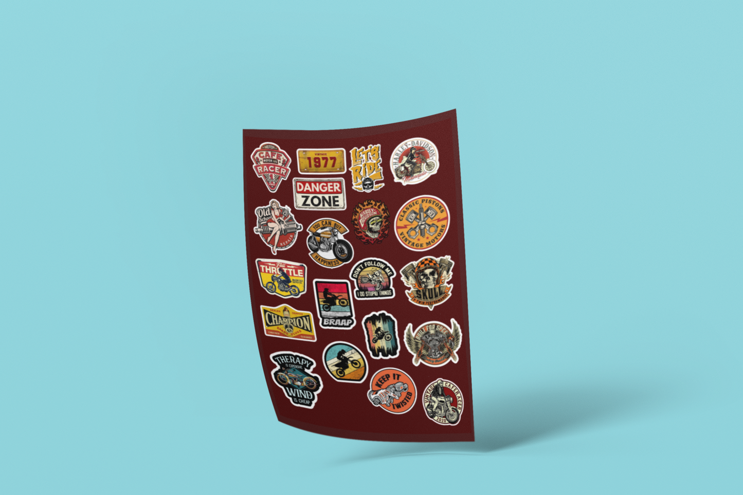 Vintage Racing Legends Motorcycle Sticker Pack (20 Pcs)