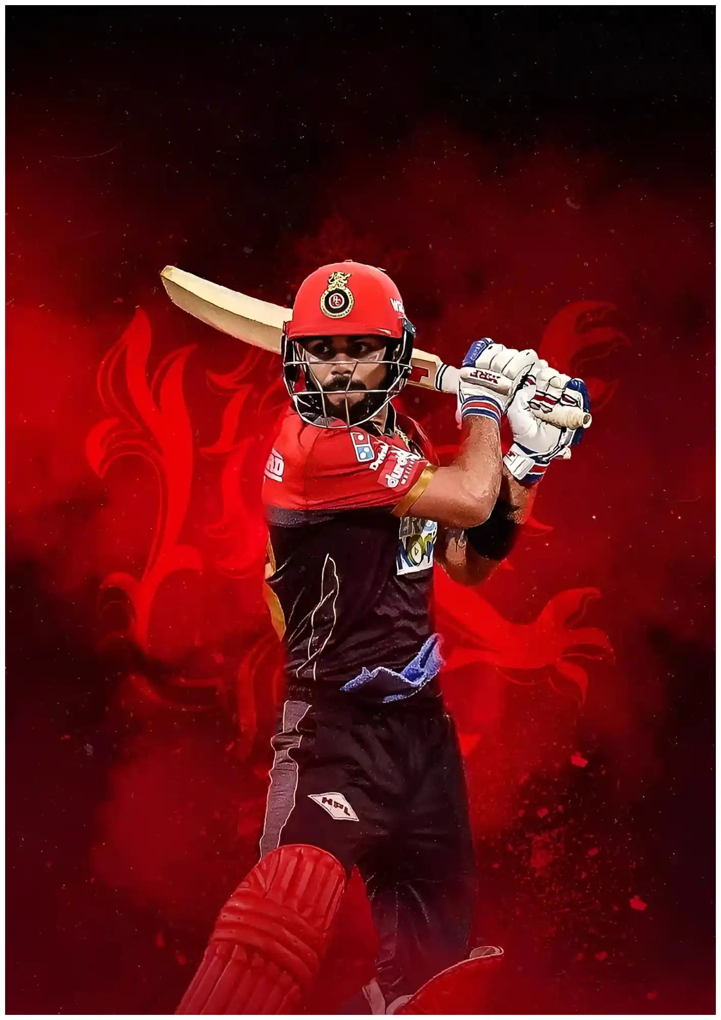 Virat Kohli in Red Attack Mode Poster - IPL