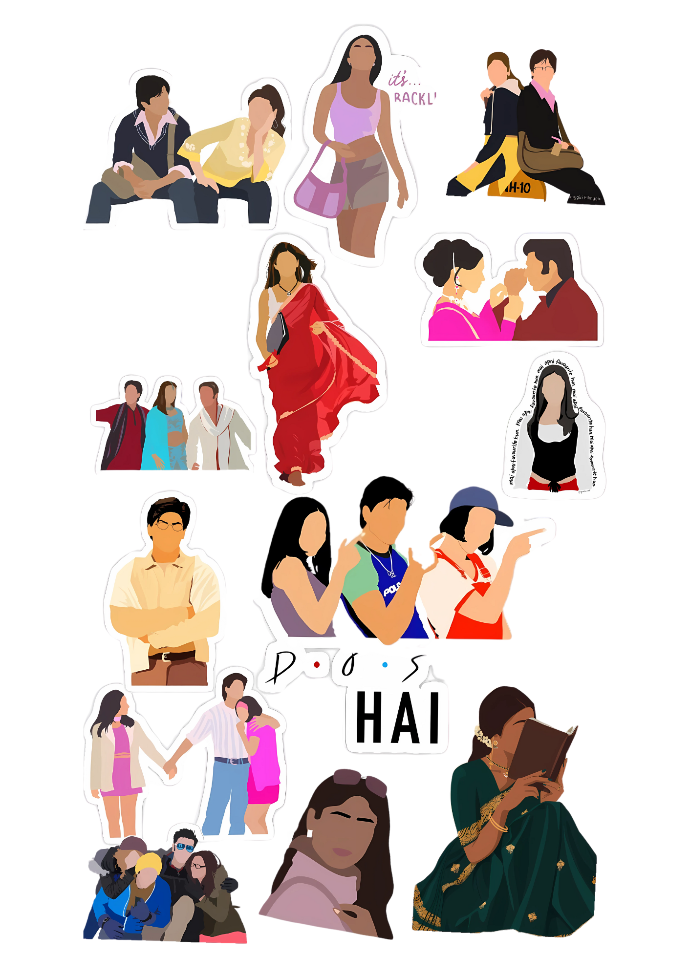Illustrations of people in various poses