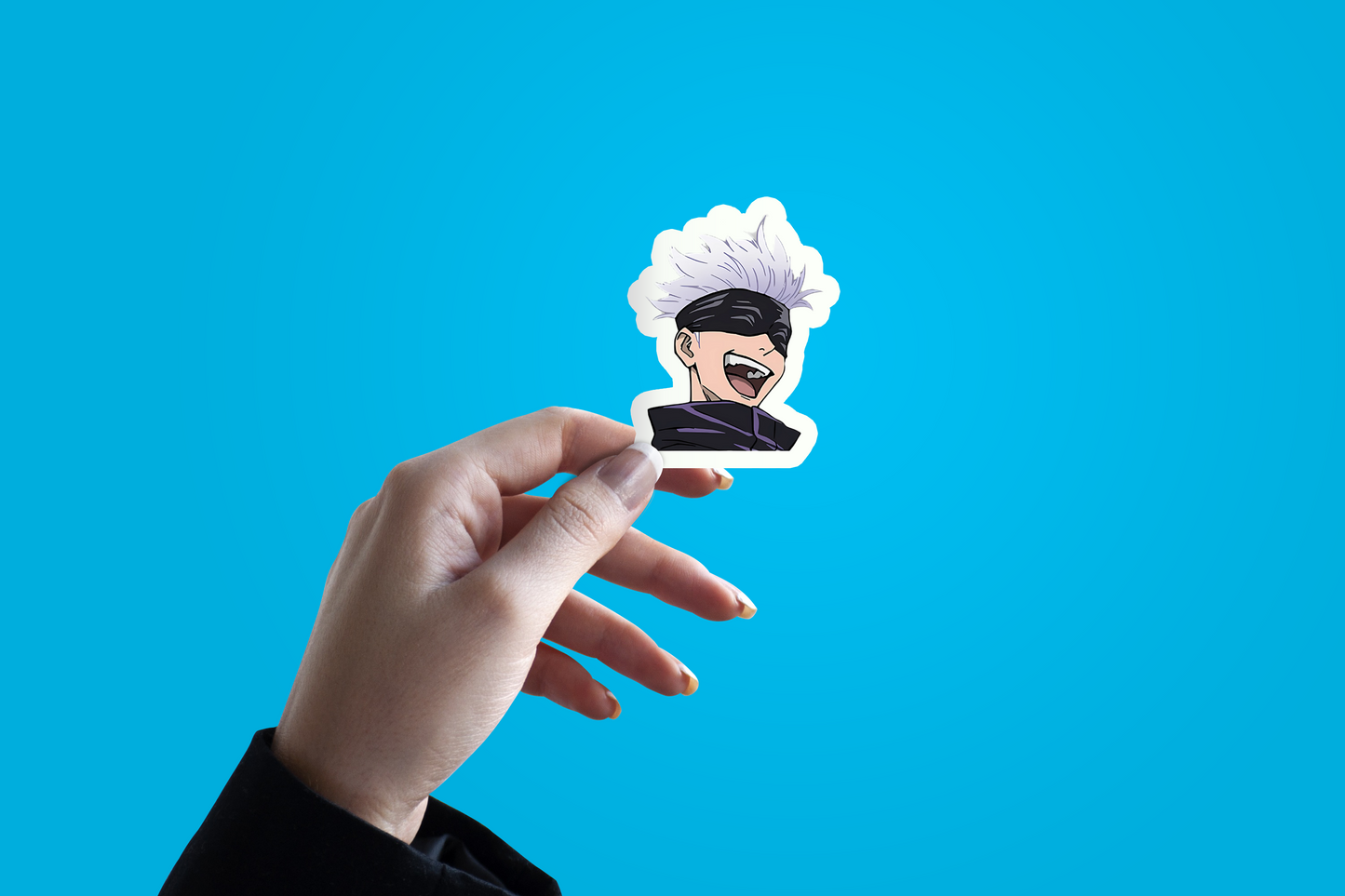Jujutsu Kaisen Gojo Sature sticker laughing with grey hair