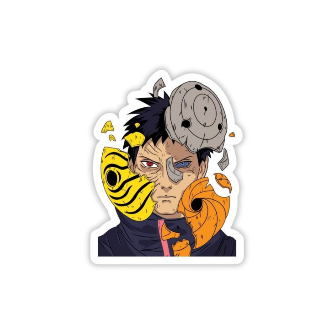 Sticker of an anime character Chibi Obito Uchiha Sticker – Naruto with a mask on a white background
