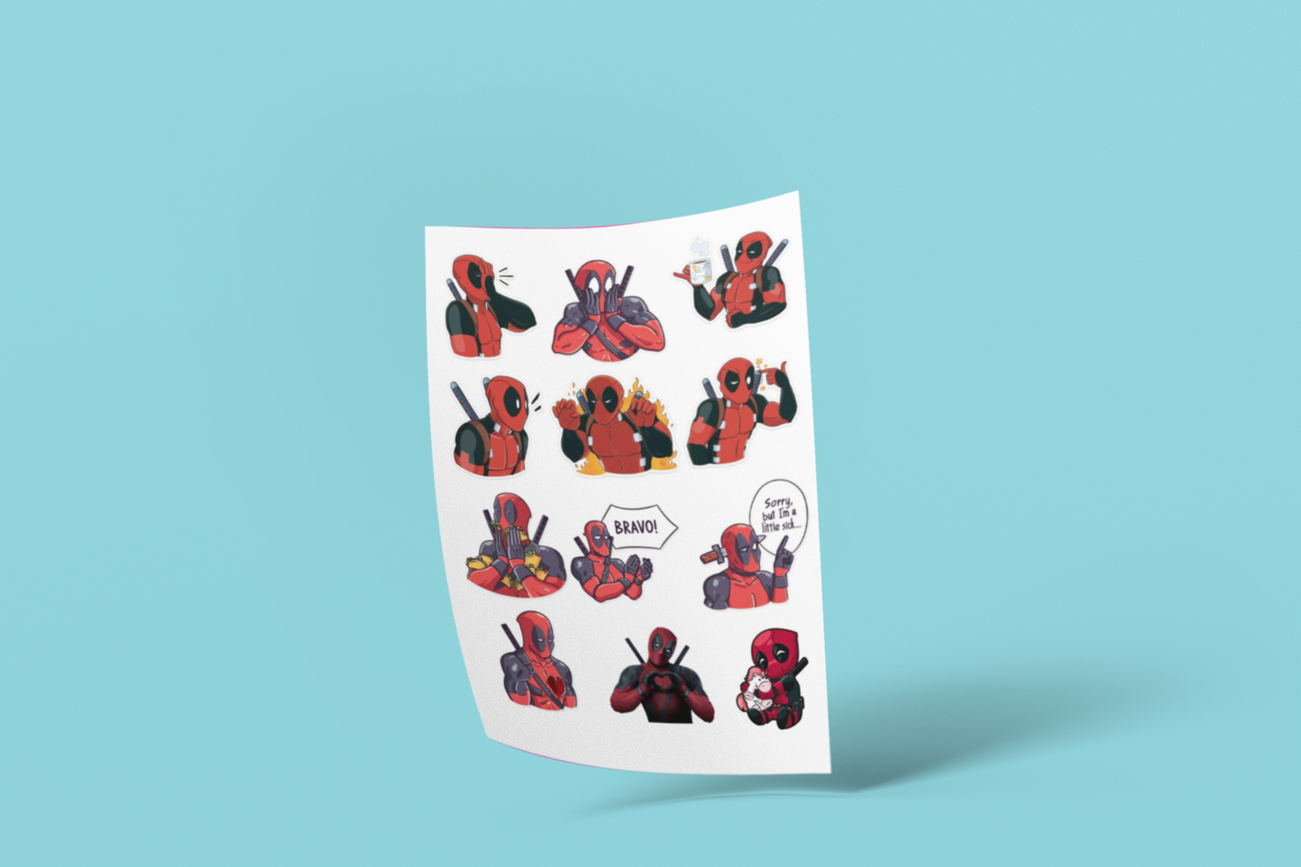 Deadpool Cartoon Style Stickers (12 pcs)