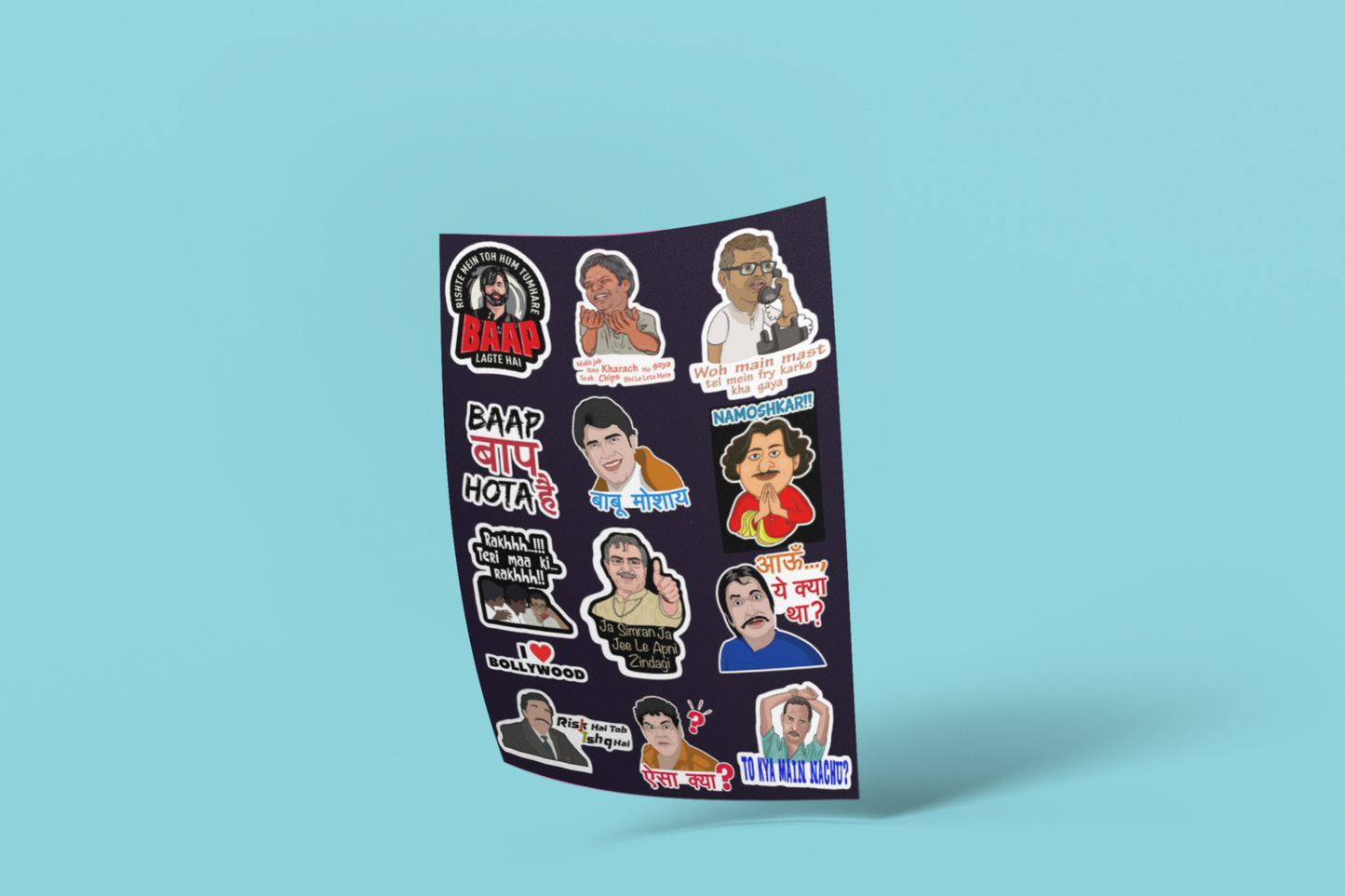 Bollywood movie character sticker pack (12 pcs)