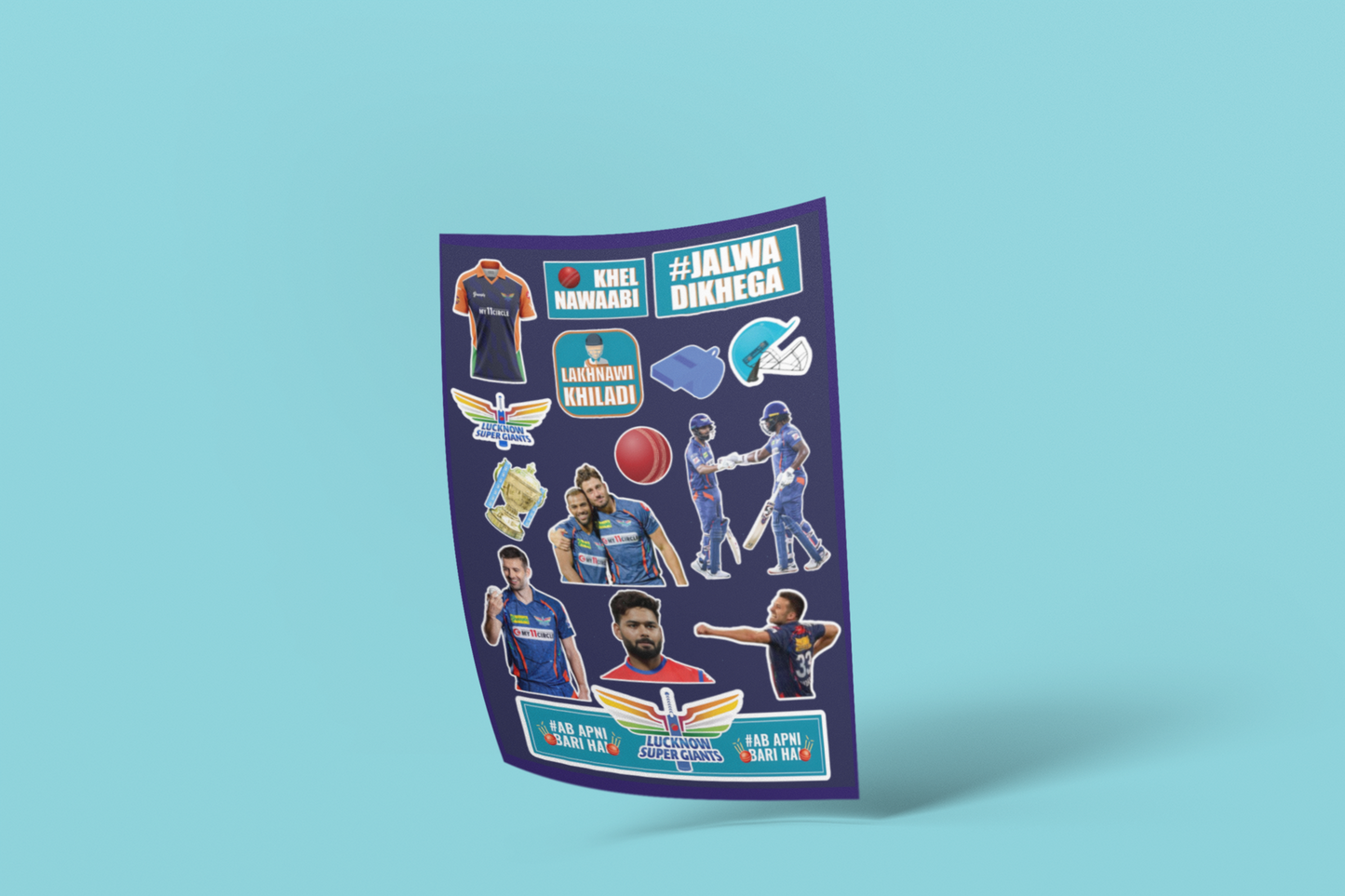 IPL LSG Sticker Pack – Super Giants Fan Edition (15 Pcs)