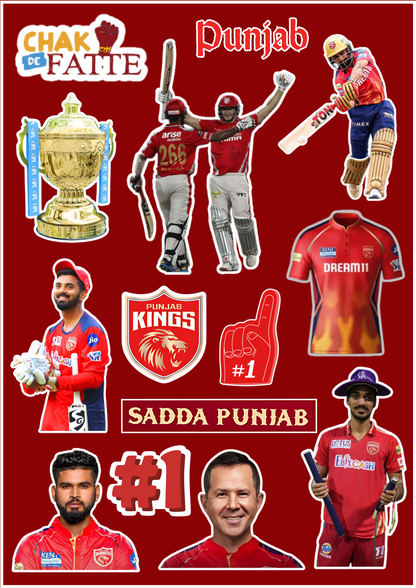 Punjab Kings Power Pack – IPL Fan Stickers (12 Pcs)