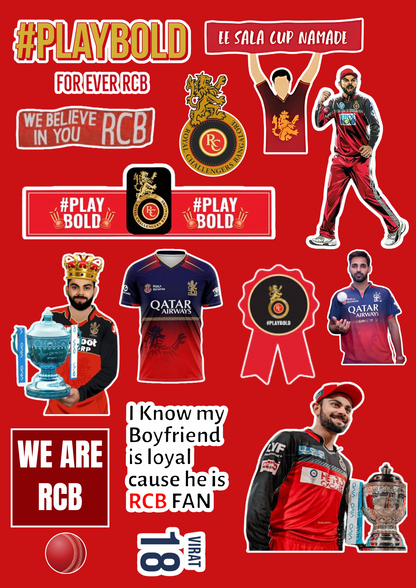 Play Bold Stickers for True RCB Fans