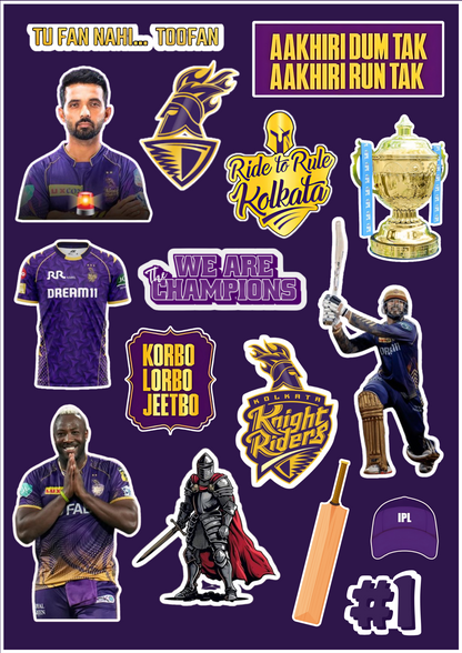IPL KKR Sticker Pack – Knight Riders Fan Edition (15 Pcs)