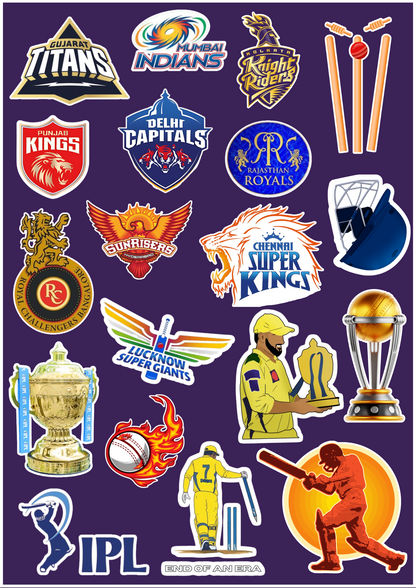IPL Legends Edition – All Teams & Icons Sticker Pack (18 Pcs)