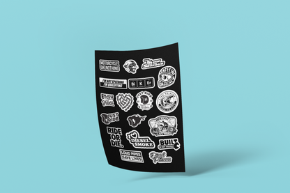 Monochrome Classic Motorcycle Rider Decals (18 Pcs)
