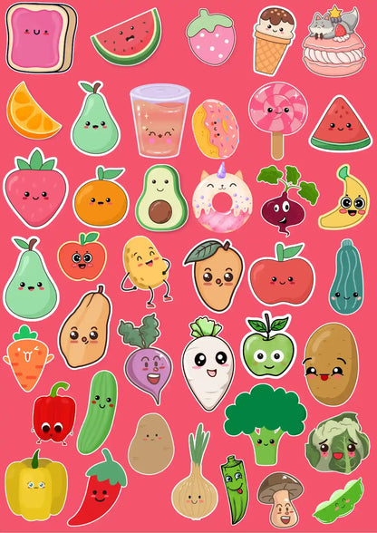 Juicy Fruits and Sweet Treats Cartoon Fun Pack (40 Pcs)
