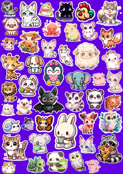 Playful Baby Animals and Sweet Cartoon Faces Pack (55 Pcs)