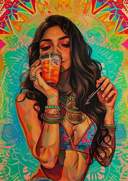 Artistic Woman Retro Color Poster