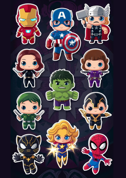 Cute Marvel Character Sticker Pack (11 pcs)