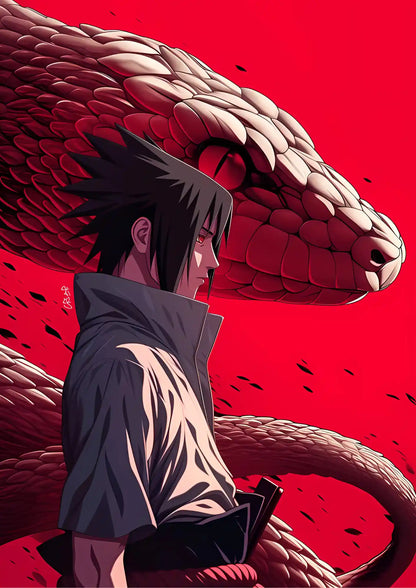 Samurai with Giant Serpent Poster