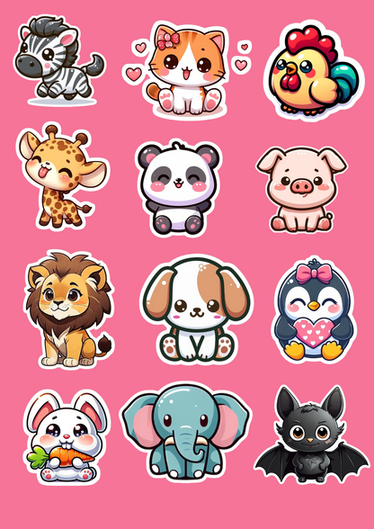 Adorable Animal Stickers for Kids’ Creativity Sticker Pack (12 Pcs)