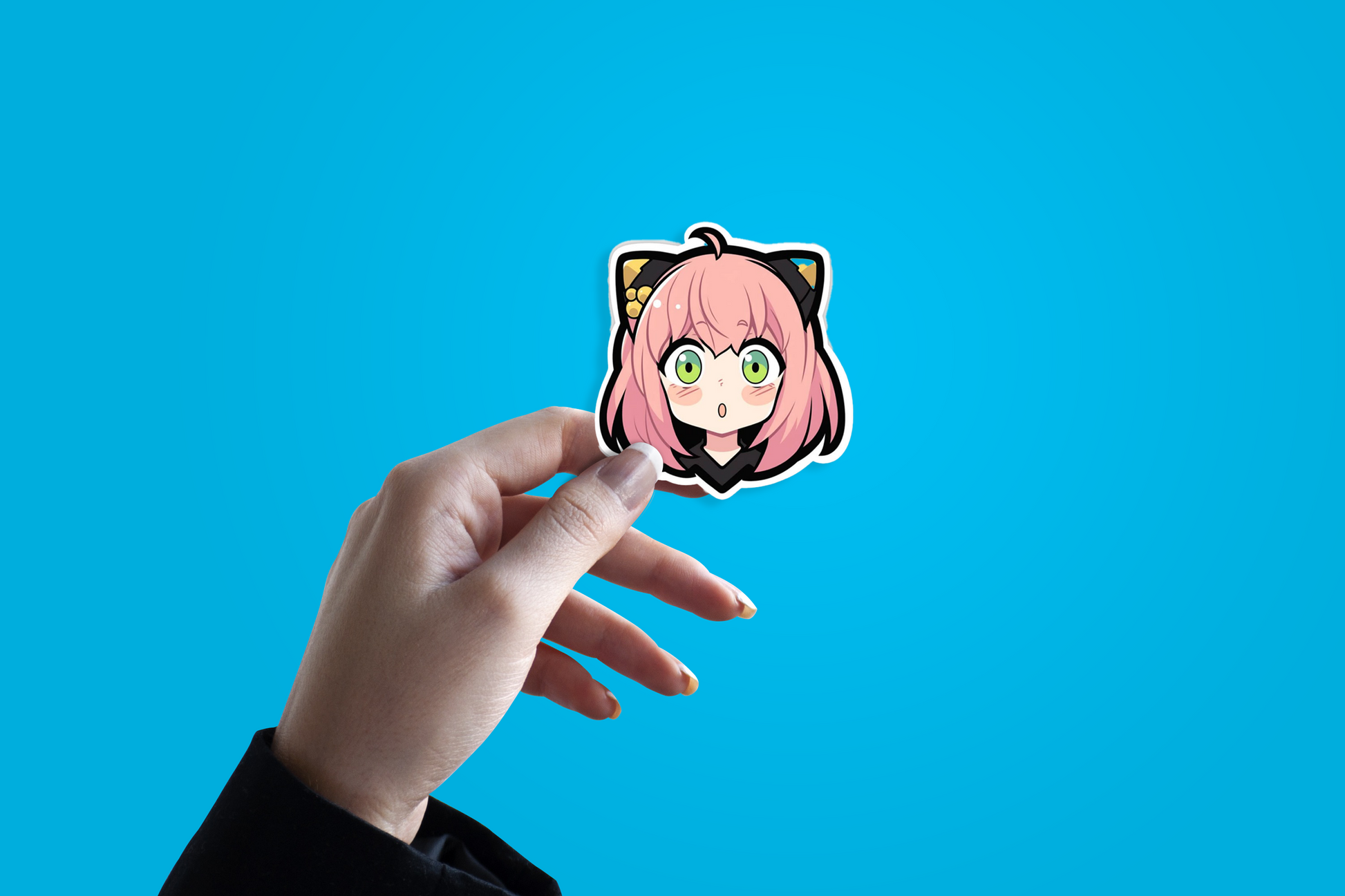 Spy X Family Anya Sticker with blue background