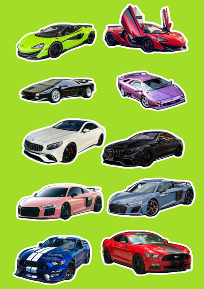 Cool Car Stickers for Young Auto Enthusiasts Sticker Pack (10 Pcs)