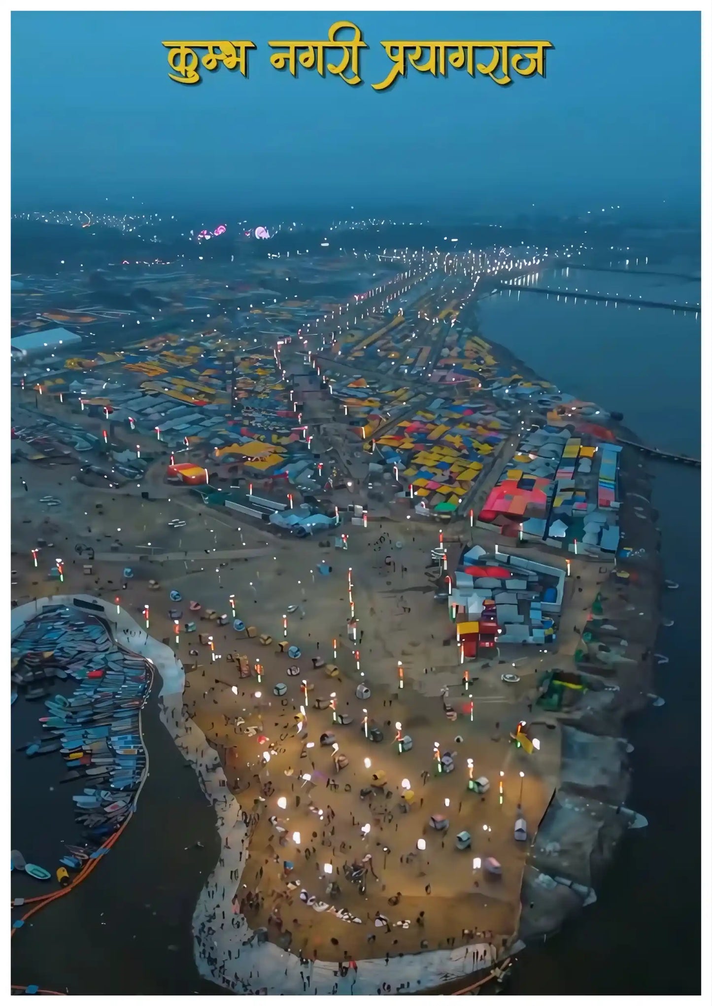 Aerial View of Mahakumbh 2025 Lights Poster