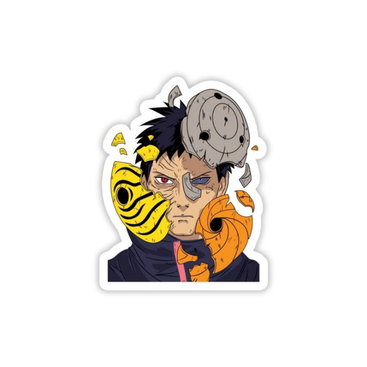 Sticker of an anime character Chibi Obito Uchiha Sticker – Naruto with a mask on a white background