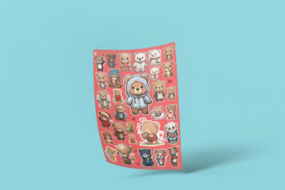 Adorable Teddy Bears in Cute Cozy Sticker Pack (31 Pcs)