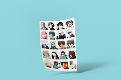 Facecut stickers of Anime Hero's (20 pcs)