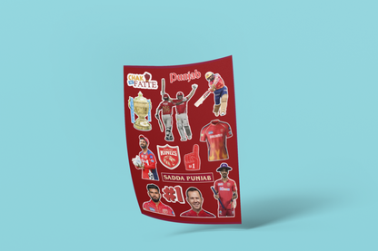 Punjab Kings Power Pack – IPL Fan Stickers (12 Pcs)